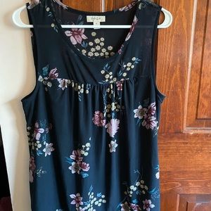 Floral Print Mesh Tank Top